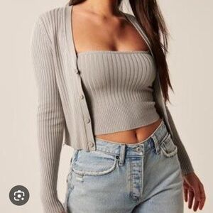 Abercrombie & Fitch Elevated Knit Cardigan, size xs, grey